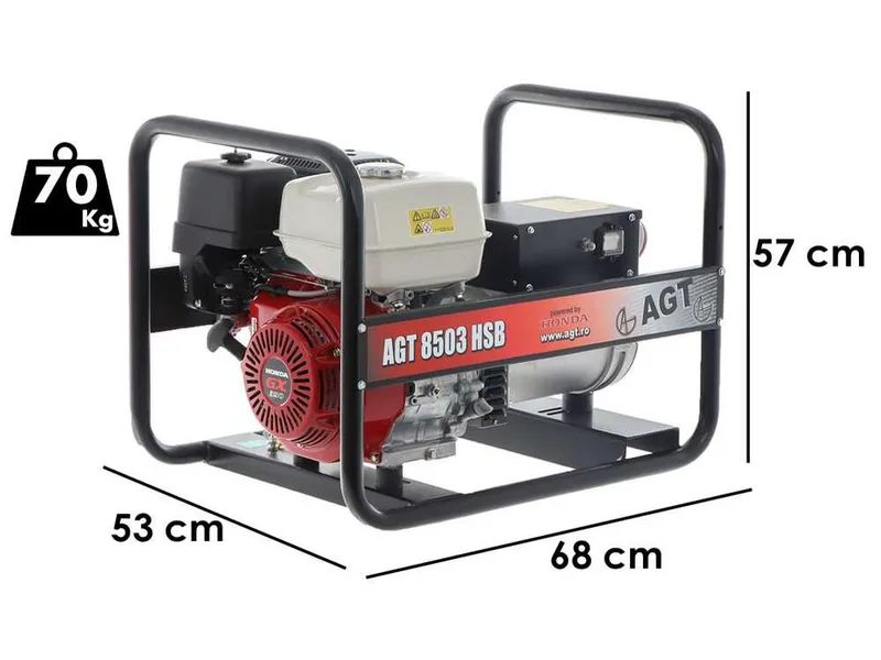 AGT 8503 HSB - Groupe électrogène 6.4 kW triphasé à essence - Continu 6 kW Triphasé