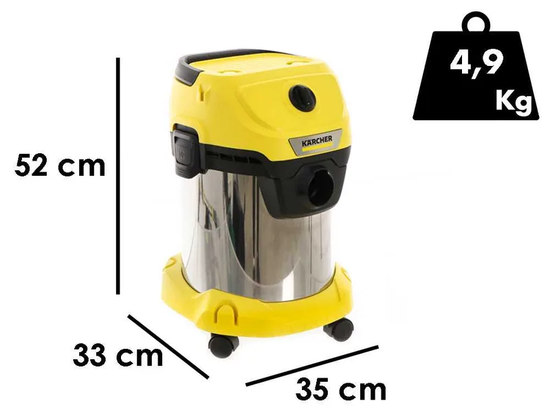 Karcher WD 3 S V-19/4/20 - Aspirateur multifonction - Bidon en acier INOX - 19 L