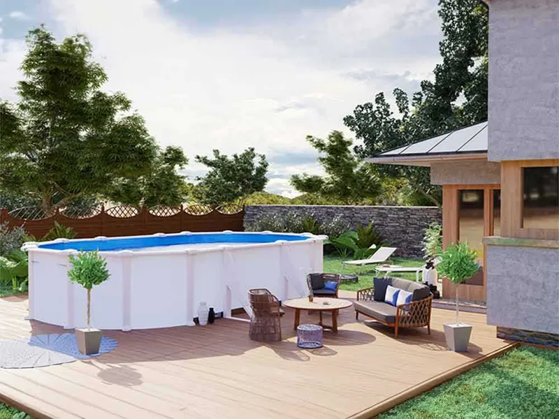 Gre Atlantis Ovale 610x375x120cm - Piscine hors-sol en acier - Filtre Aqualoon