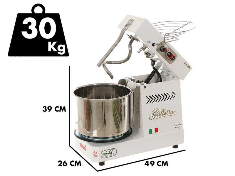 Pétrin à spirale à haut niveau d'hydratation Famag Grilletta IM 5-S -10V-HH