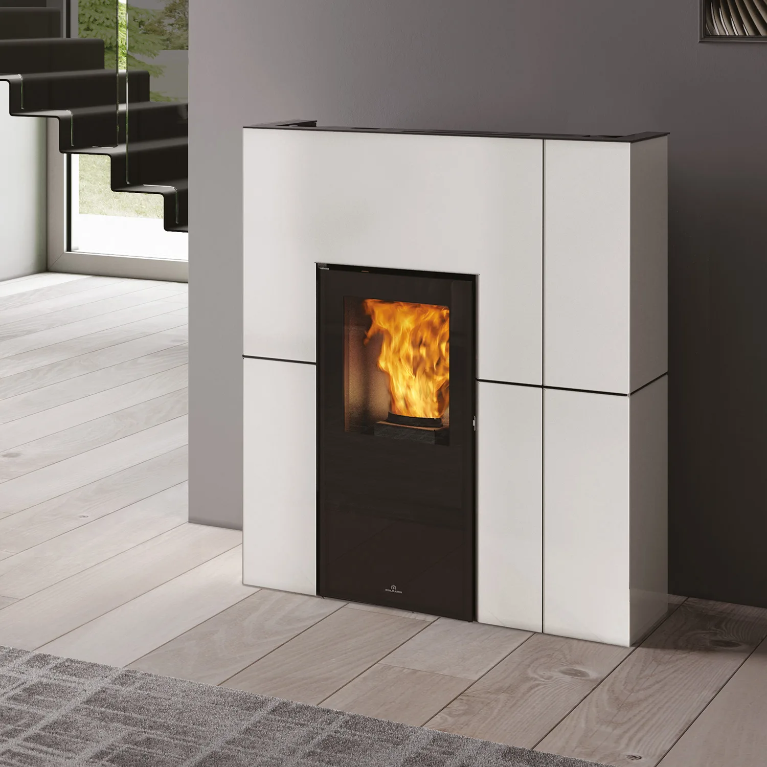 Edilkamin Blade H 15 Evo poêle à granulés bouilleur acier blanc mat
