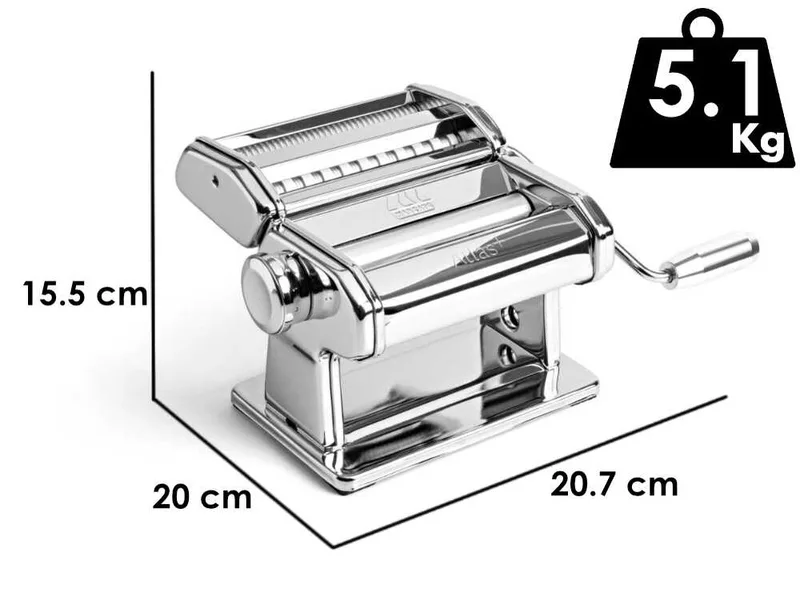 Marcato Atla+ Set Multipast - Machine à pâtes manuelle inox + 3 accessoires
