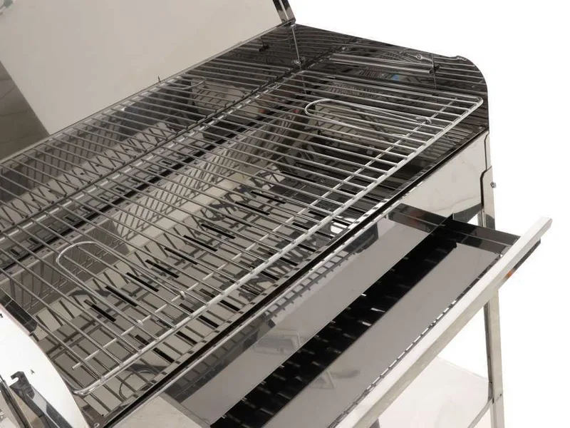 Mille Achille Medium - Barbecue à charbon en acier inox artisanal - 57,5x37 cm