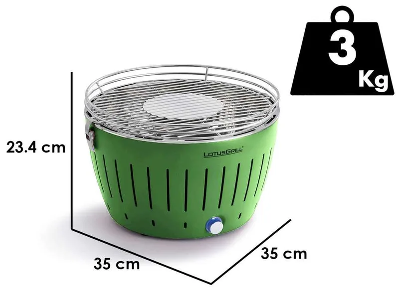 LotusGrill LG G34 U GR - Barbecue portable pour l'extérieur - Coque verte