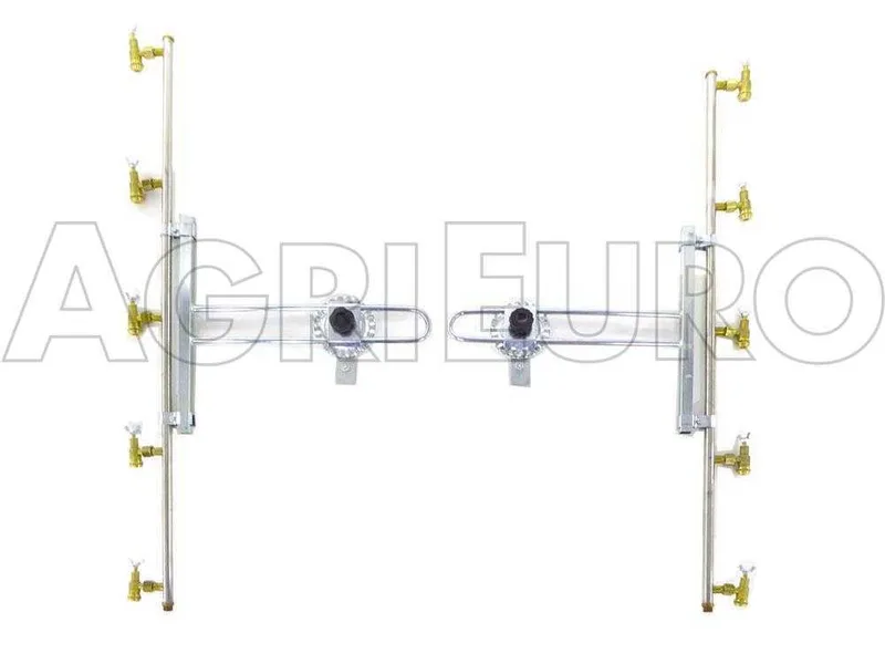 Couple de rampes inox de désherbage à jets papillon laiton 5+5 équipé de supports INOX