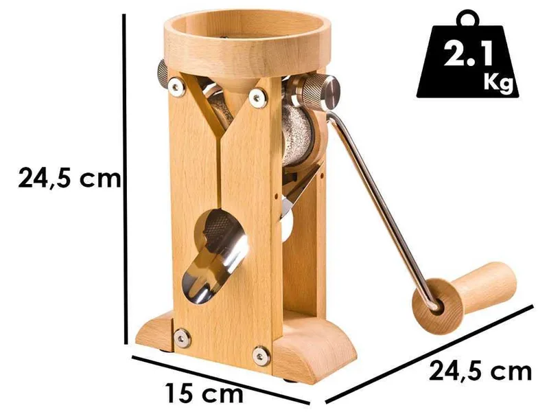 Schnitzer Campo 150g - Floconneuse manuelle de table en hêtre avec rouleaux en pierre