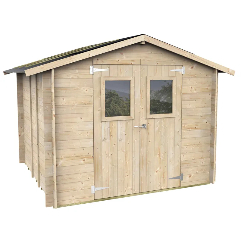 Alce Hobby 248x248 - Abri de jardin en bois - Avec fenêtres et porte à double battant - 248x248x217 cm