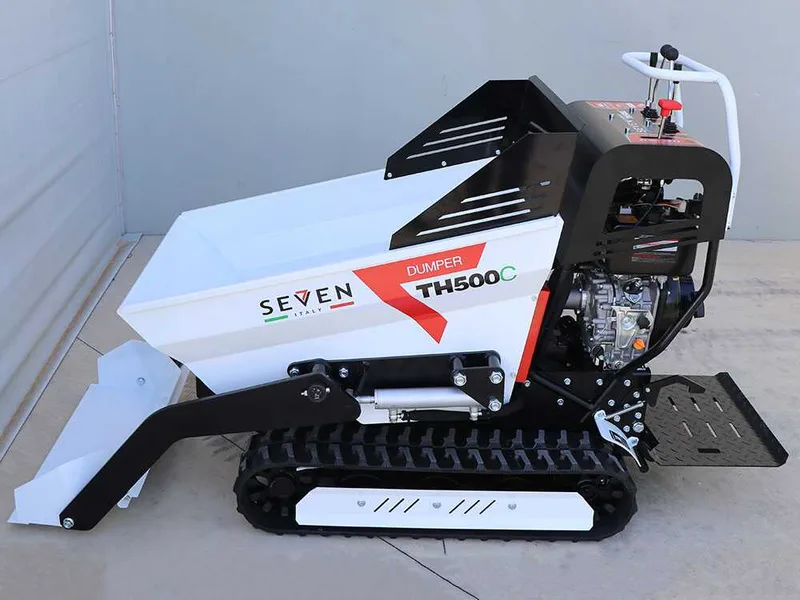 Seven Italy TH500C KM178-E - Brouette à chenilles avec benne dumper 500Kg et godet de chargement - Transmission hydrostatique
