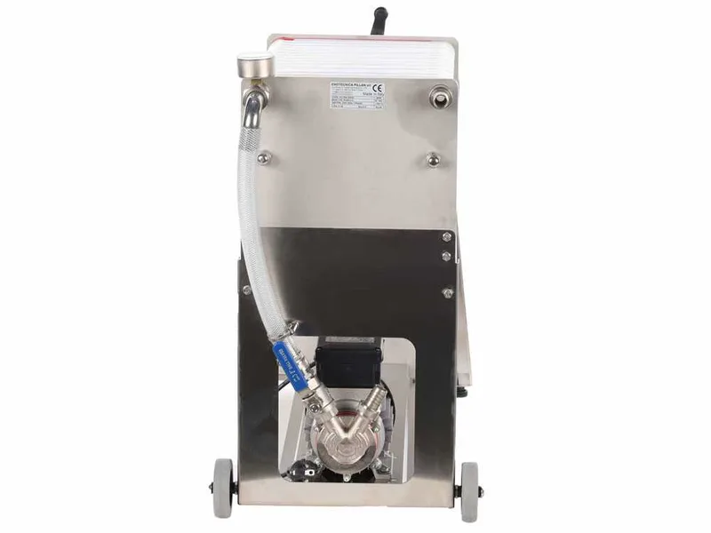 Enotecnica Pillan F30 - Filtre à plaques pour vin sur chariot - Châssis INOX et pompe NOVAX
