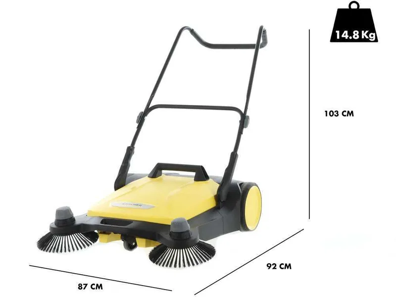 Kärcher S 6 Twin - Balayeuse manuelle à poussée avec bac de ramassage régulateur de hauteur - compartiment de récolte 38 Lt