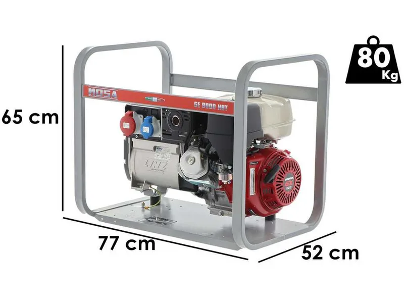 MOSA GE 8000 HBT - Groupe électrogène 6.4 KW triphasé - Alternateur italien - Moteur Honda GX390
