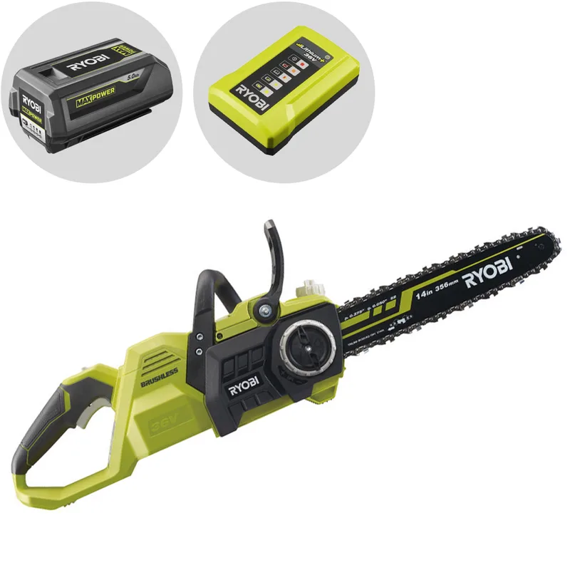 Ryobi RY36CSX35A-150 - Tronçonneuse à batterie 36 V 5 Ah - Guide de 35 cm