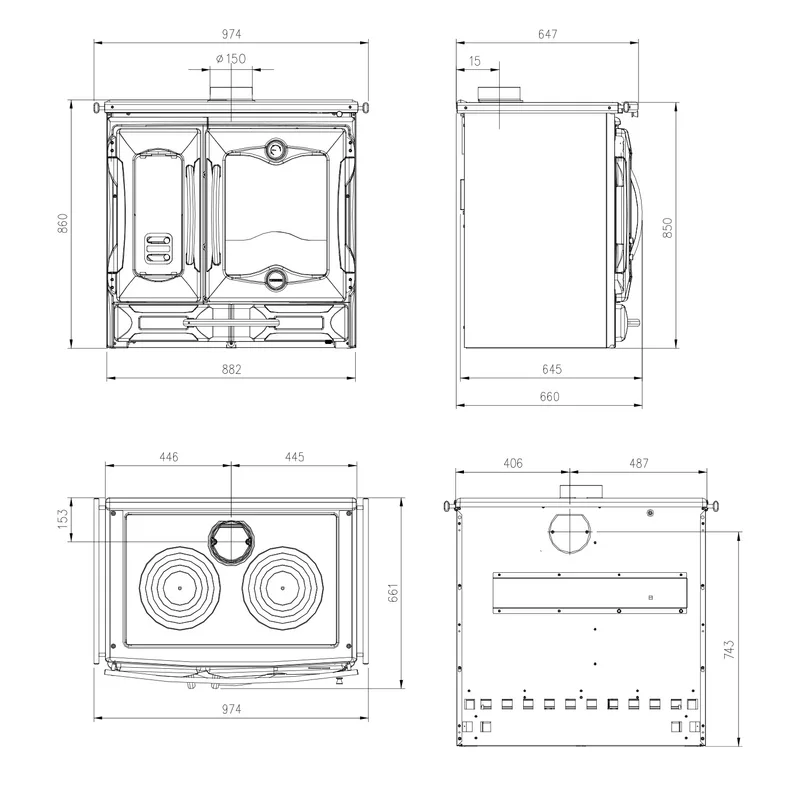La Nordica Suprema 16 cuisinière à bois fonte noir