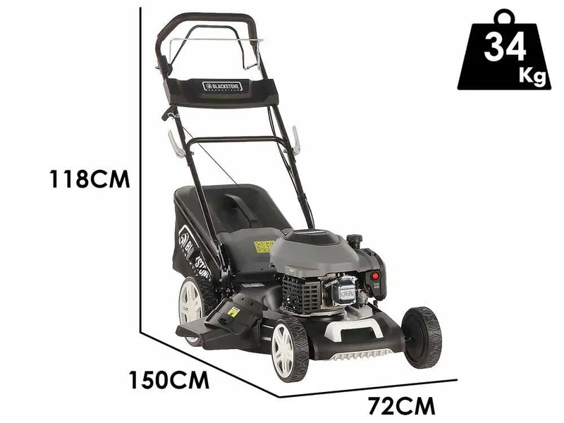 BlackStone Essentials ESP 560-224 - Tondeuse à gazon thermique tractée - 4 en 1 - Moteur thermique de 224 cm³
