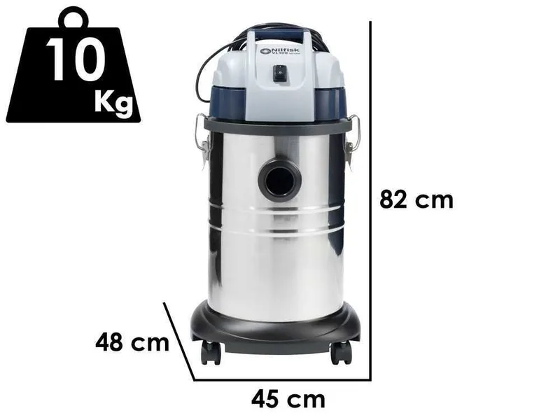 Nilfisk VL100-35 EU GO - Aspirateur professionnel - Bidon en acier inoxydable 35 L - 1000W