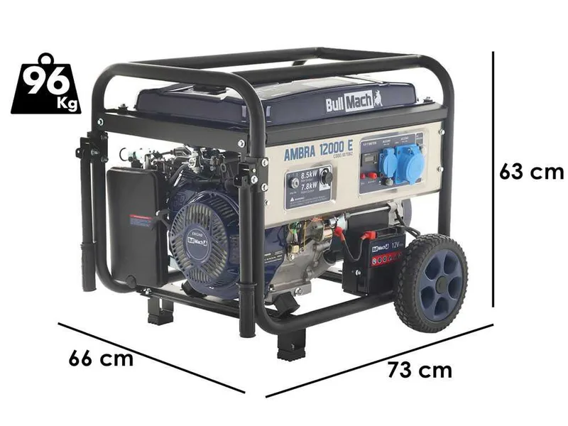 BullMach AMBRA 12000 E - Groupe électrogène 8.5 Kw monophasé - Boîtier ATS inclus