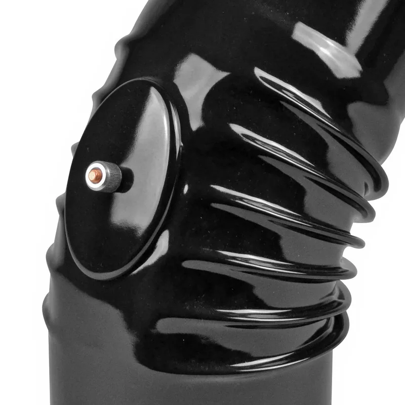 Coude de conduit de fumée / Coude de tuyau de poêle émaillé 150 mm - Coude à 45° nervuré noir avec ouverture de nettoyage