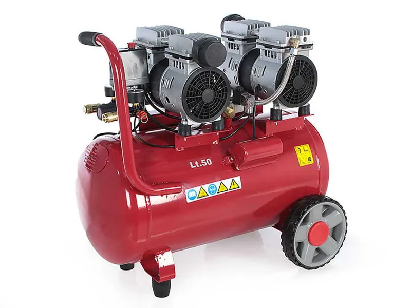 GeoTech S-AC50-8-10x2 - Compresseur d'air électrique silencieux à double culasse 50 L oilless - 2 CV