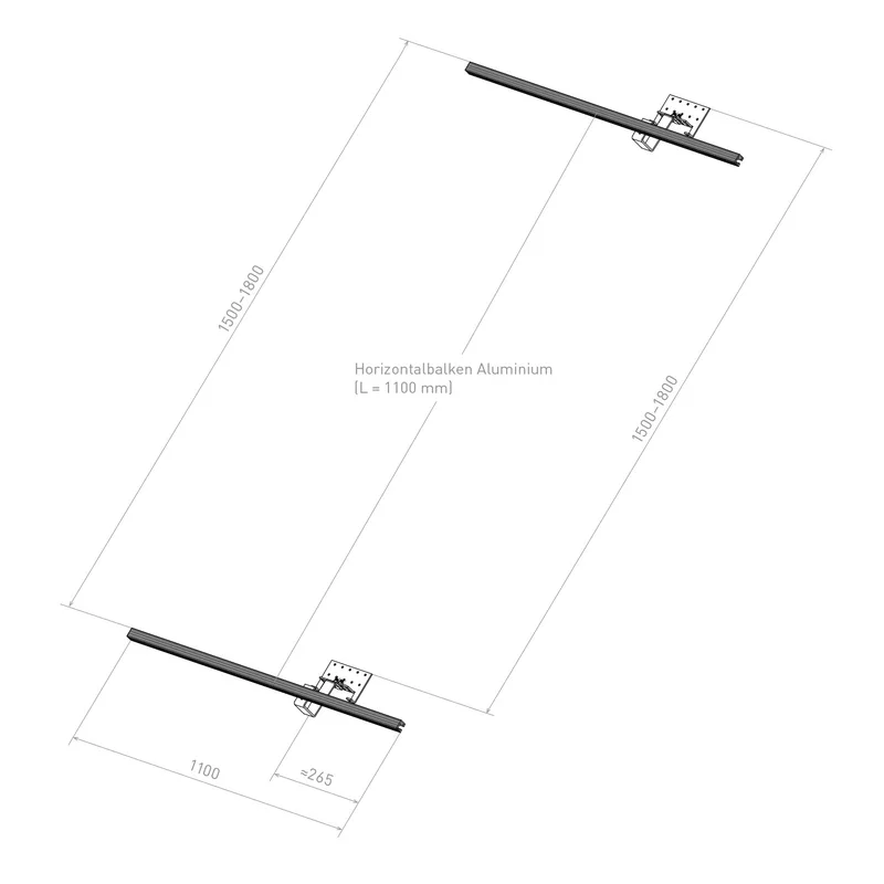 Sunex Standard Kit d'extension pour toit incliné 25-60 degrés pour 1 collecteur solaire Basicx 2.0