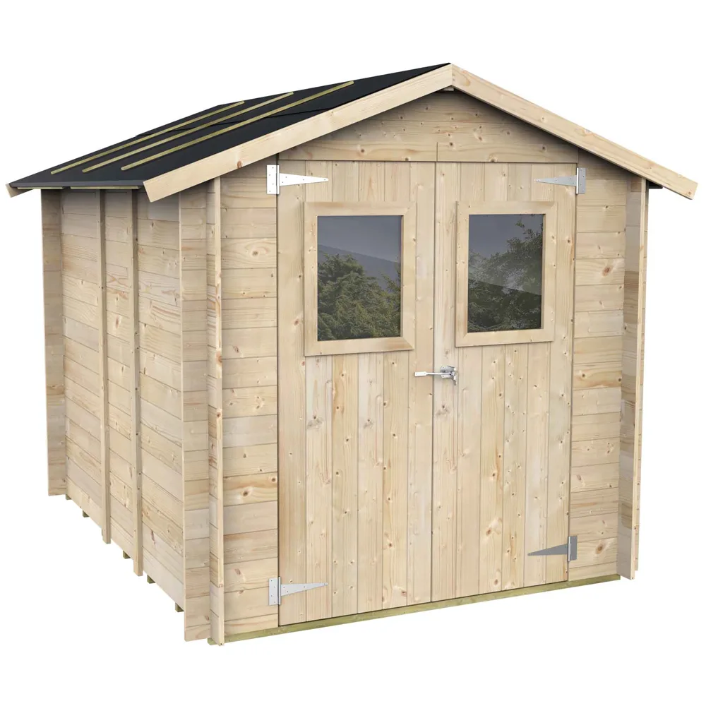 Alce Hobby 198x248 - Abri de jardin en bois - Avec fenêtres et porte à double battant - 198x248x215 cm
