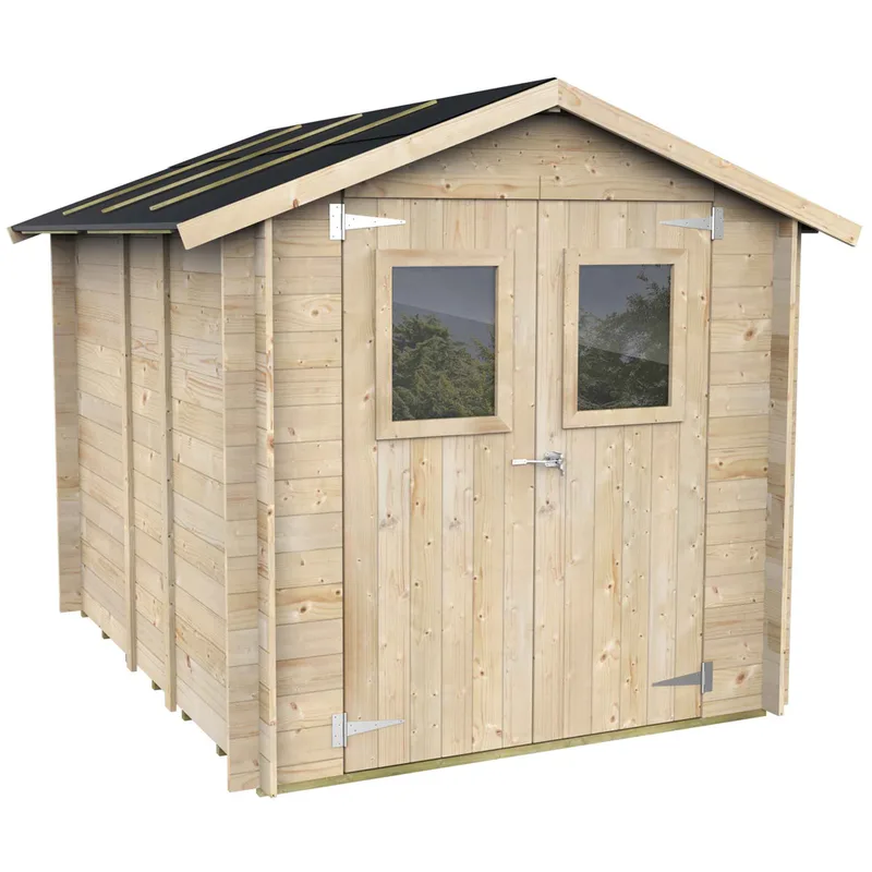 Alce Hobby 198x248 - Abri de jardin en bois - Avec fenêtres et porte à double battant - 198x248x215 cm