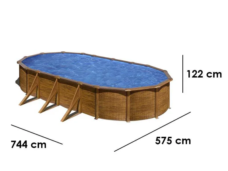 Gre Pacific Ovale 730x375x120cm - Piscine hors-sol en acier