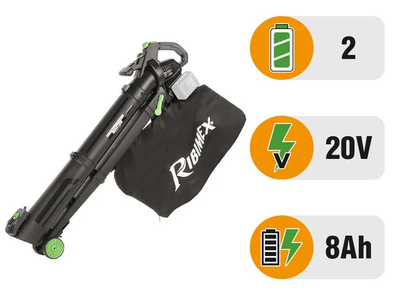 Ribimex PRBAT20-ASB1SB - Souffleur aspirateur à batterie 40 V 4 Ah