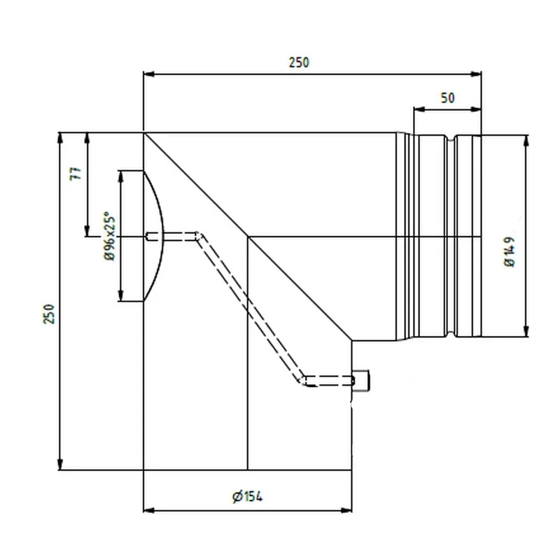 Raik Bogen LS diamètre 150/90° rétréci 2-pièces avec porte insérée gris