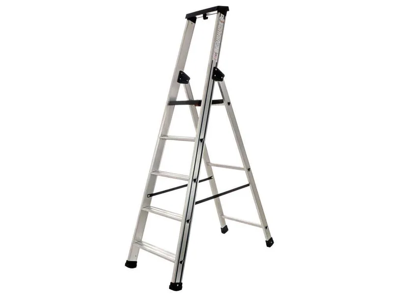 S.T.P. Issima, 6 marches, 1.97 m - Échelle en aluminium avec tréteau
