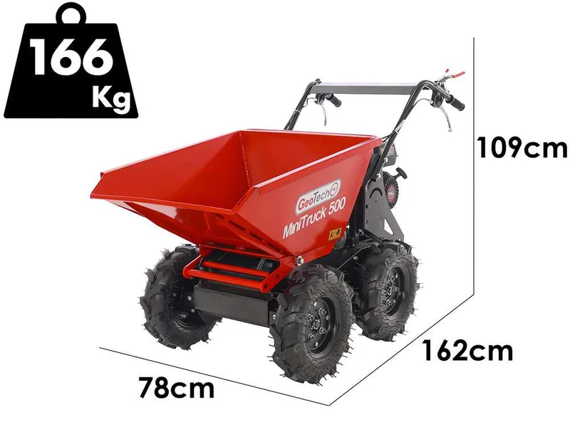 GeoTech Pro MiniTruck 500 - Brouette motorisée 4x4 avec moteur Loncin G200F