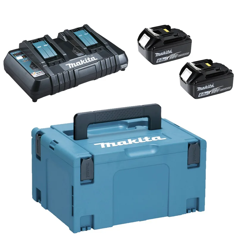 Chargeur de batterie Makita + 2 batteries 18V 6ah avec valise