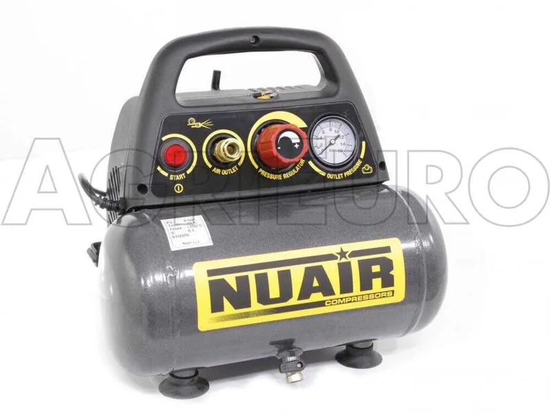 Nuair New Vento 200/8/6 - Compresseur d'air électrique portatif monophasé, oil-less - Moteur 1.5 CV - 6 L