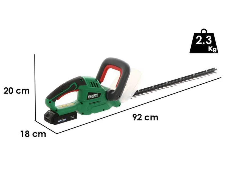 RIBIMEX PRBAT20-TH - Taille-haie électrique à batterie 20V/2Ah - Lame de 52 cm