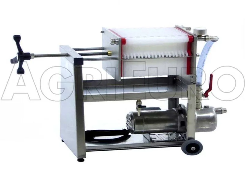 Enotecnica Pillan AF20 - Filtre à 20 cartons et à plaques 20x20 - pompe oneologique-châssis/pompe en acier INOX
