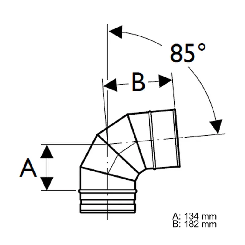 Schiedel PRIMA PLUS coude 85° Ø150 mm simple paroi mat