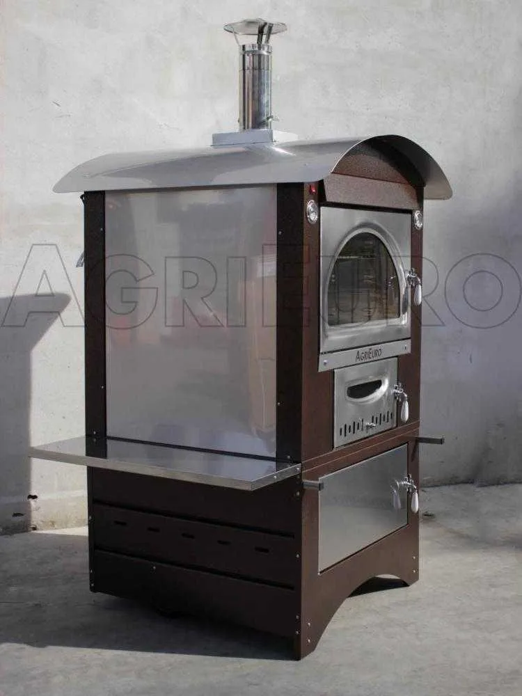 AgriEuro Maximus 80 Deluxe EXT - Four à bois en acier d'extérieur - Cuivre émaillé - Inox