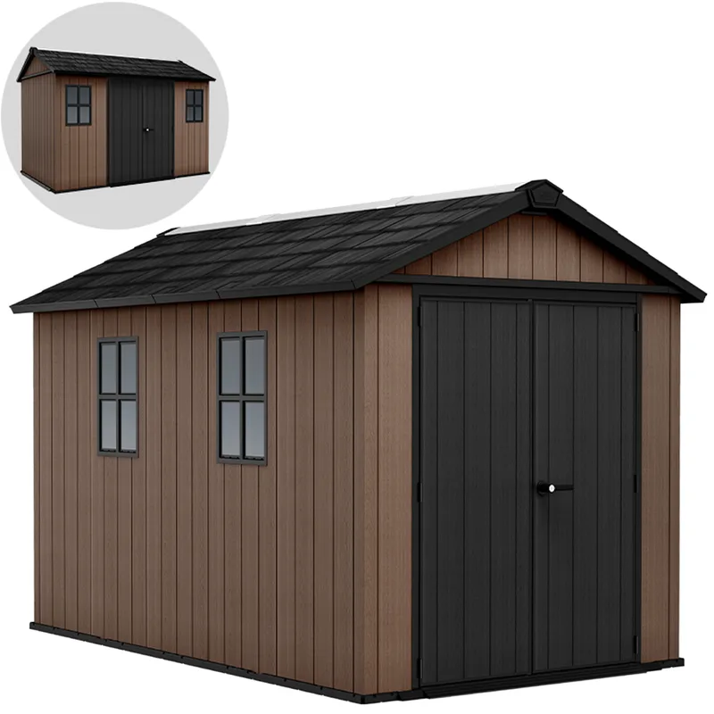 Keter Newton plus 7511/1175 - Abri de jardin - Avec porte à double battant et fenêtres - 230 x 350 x 246 cm