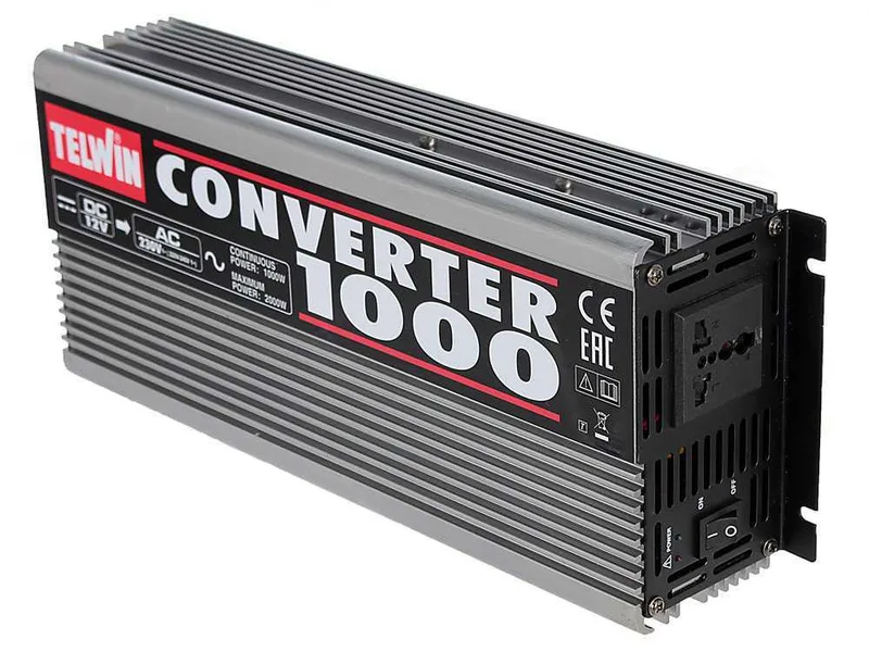 Telwin Converter 1000 - Convertisseur de courant à onduleur de 12V CC à 230V CA - puissance 1000W