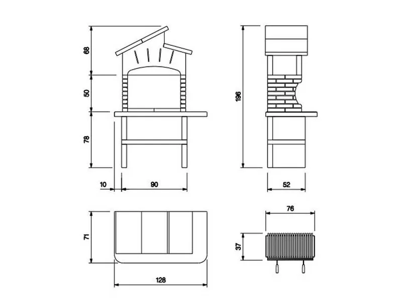 Palazzetti Lido - Barbecue à bois et charbon en maçonnerie