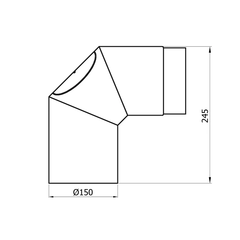 Raik Basic coude de tuyau de fumée 150mm gris fonte 90° avec porte pour tuyau de fumée / conduit de fumée