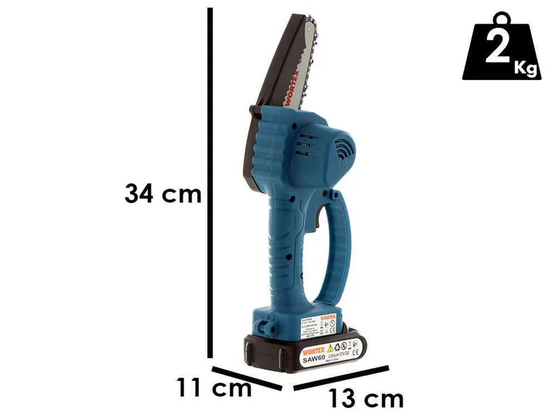 Élagueuse sur batterie WORTEX SAW 60 - avec 2 batteries et un chargeur