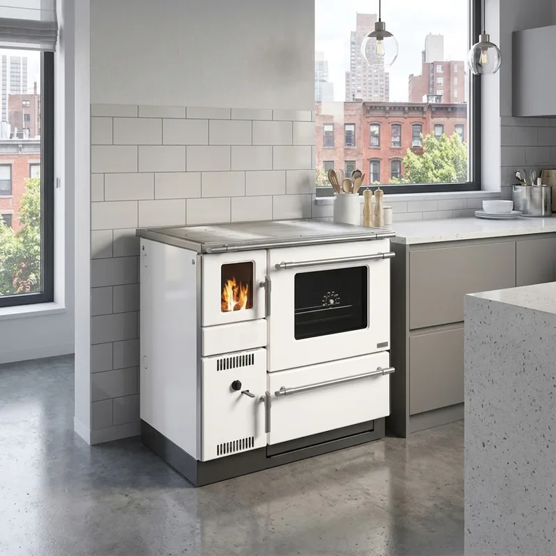 Wamsler K 139 F Cuisinière à bois à droite blanc avec plaque en acier
