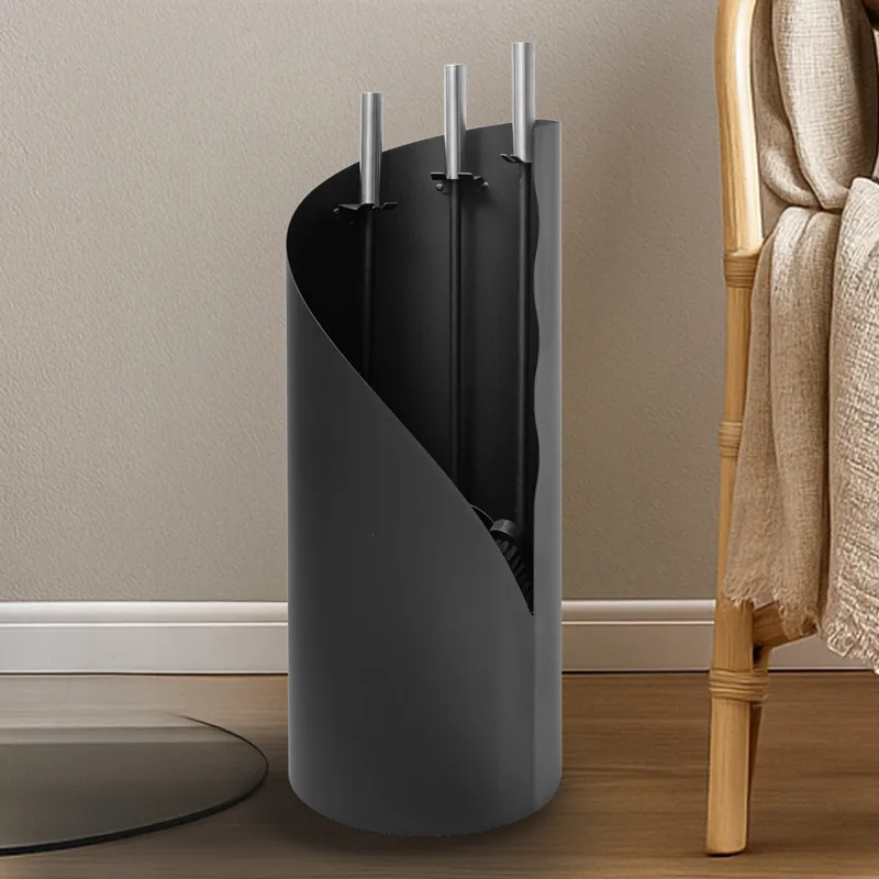 Raik Ensemble d'outils de cheminée Fritz, 3 pièces, noir, poignées en acier inoxydable, 61 cm