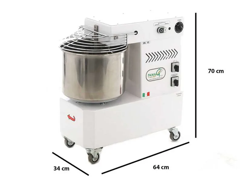 Pétrin à spirale Famag IM15 New à deux vitesses avec moteur électrique - triphasé - 12 KG