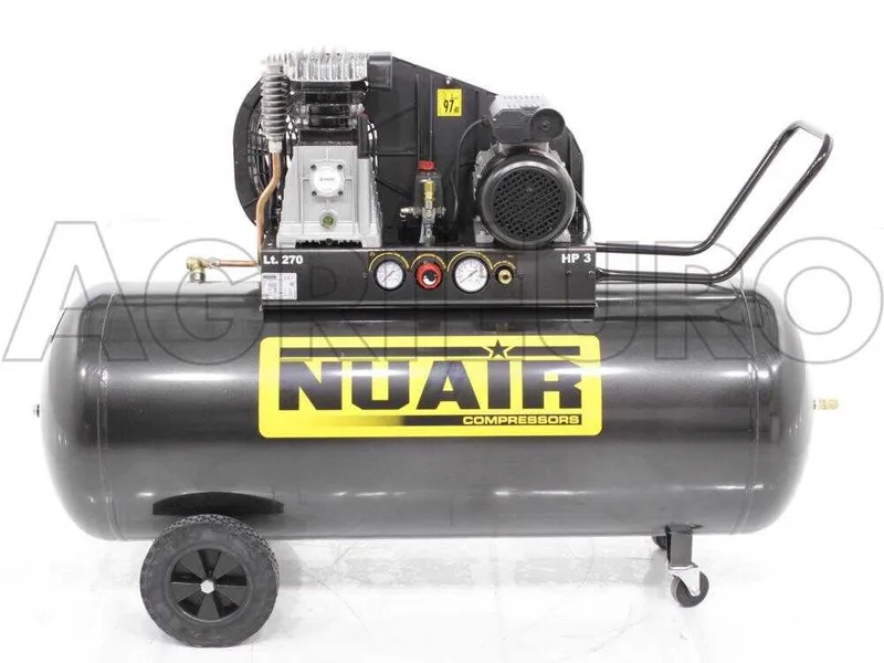 Nuair B 3800B/3M/270 TECH - Compresseur d'air électrique monophasé à courroie - Moteur 3 CV - 270 L