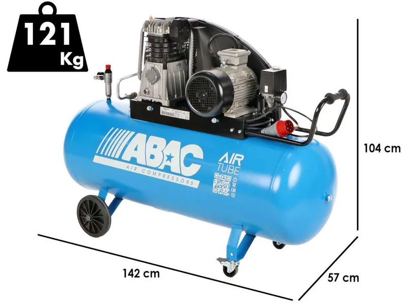 ABAC EXP A39B 200 CT3 - Compresseur d'air électrique triphasé à courroie - Moteur 3 CV - 200 L