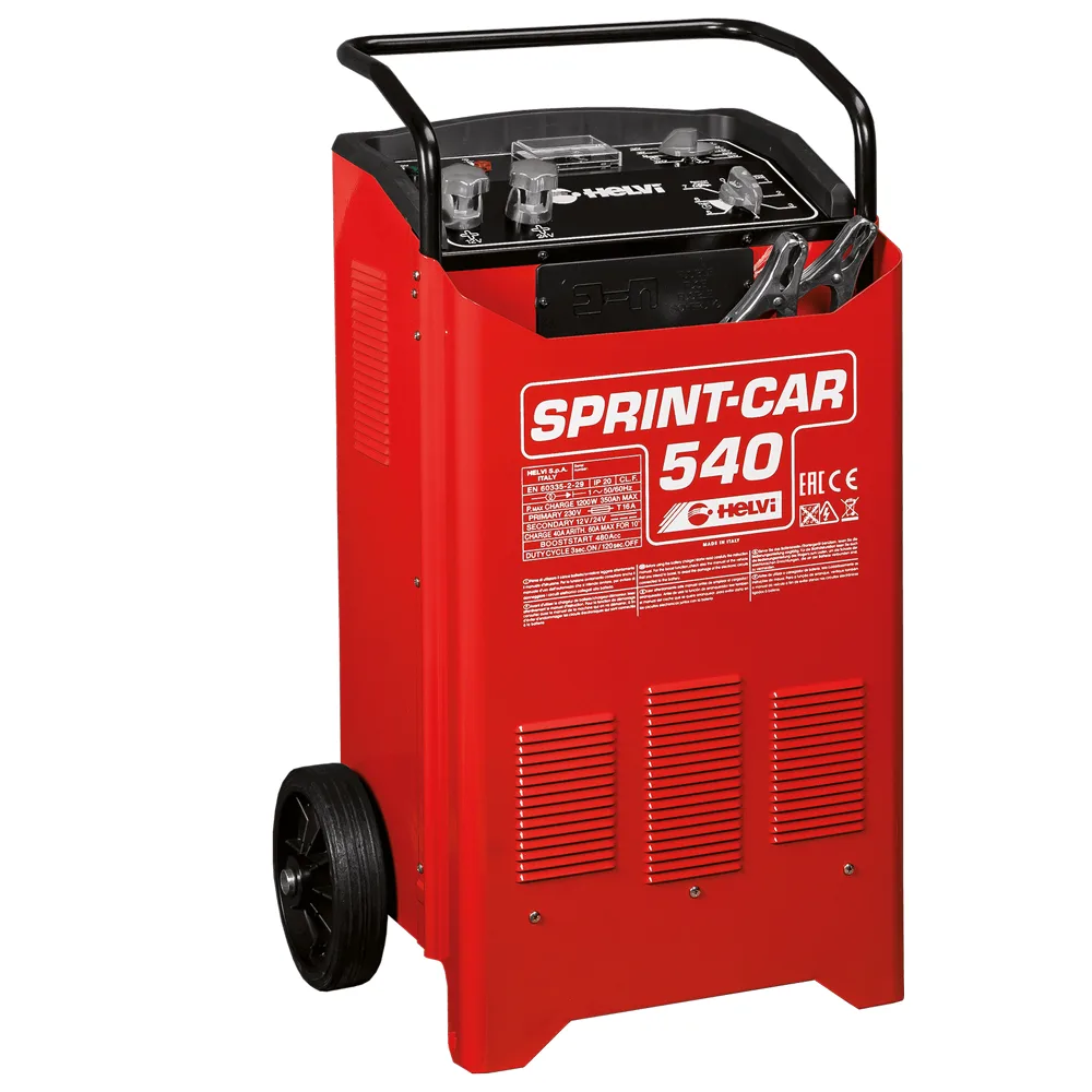 Helvi sprint CAR 540 - Chargeur de batterie et démarreur sur chariot - 12/24V