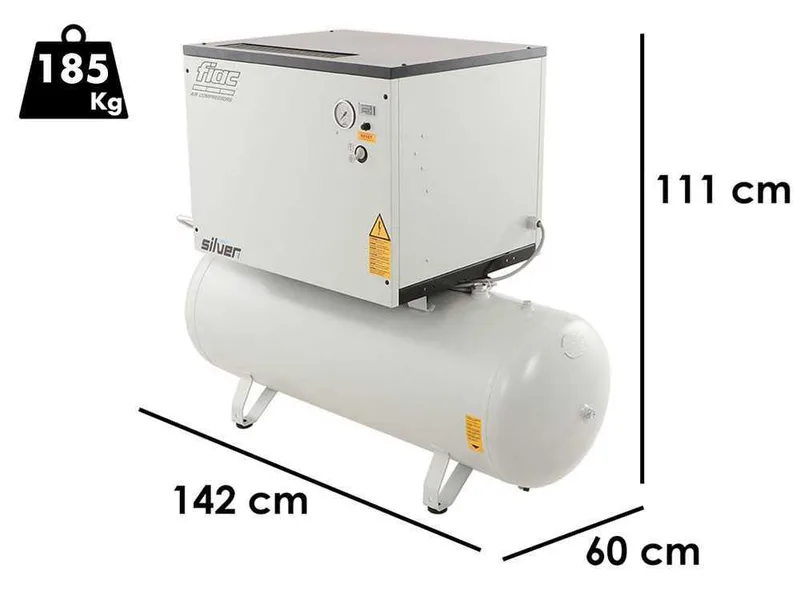 Fiac Light Silver LS 6-200 10 400/50 CE - Compresseur triphasé à vis silencieux - Moteur 6 CV