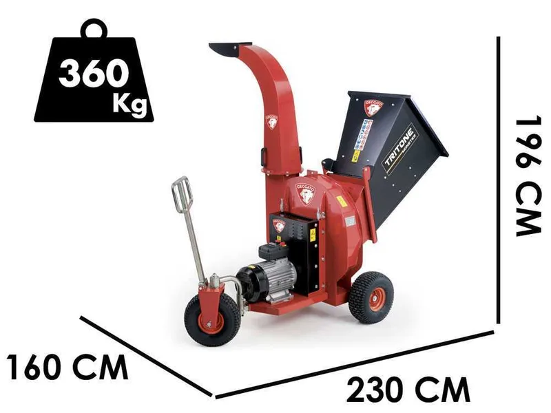 Ceccato Olindo Tritone Monster Electric - Broyeur de branches électrique - Triphasé - 12.5 CV
