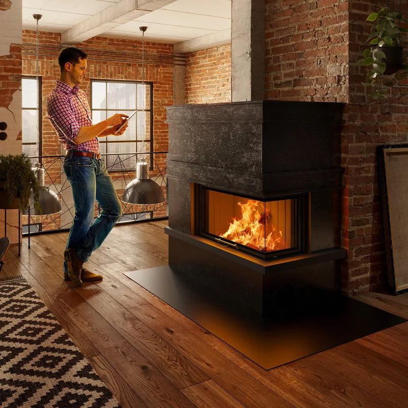 Spartherm Varia 2R-80h 2.0 Insert de cheminée d'angle
